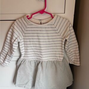 Stylish Gray and White Striped Kids Dress
